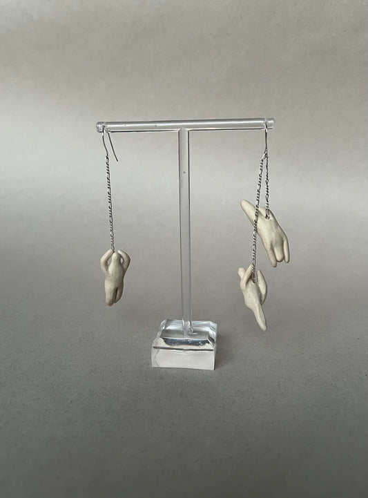 dancer earrings - bone & silver 1