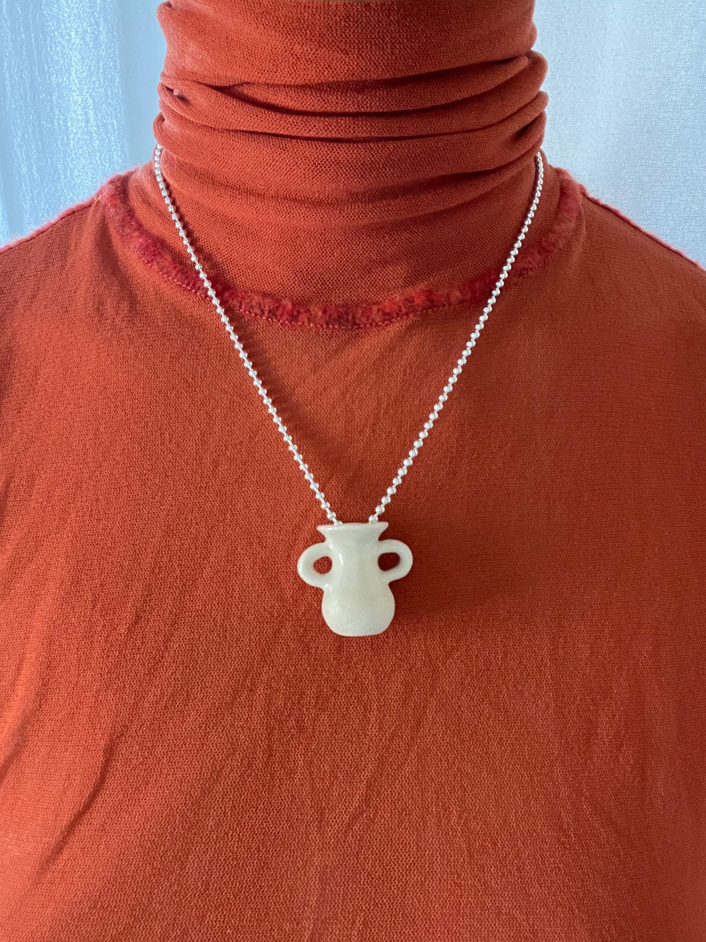 wazon necklace - bone & silver 1